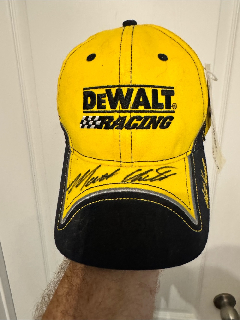 Matt Kennith Autographed #17 DeWalt Racing Yellow and Black Baseball Cap NASCAR